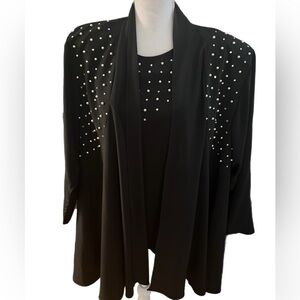 Three Flaggs California 2pc Evening Top Black W/beads Sequins Size 14